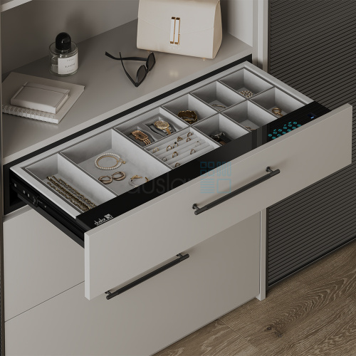 Выдвижной сейф ENIGMA с органайзером для украшений и аксессуаров, ширина 864 мм, черный/серый