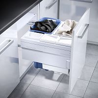 УЦЕНЕННАЯ система хранения белья Laundry Carrier 80, выдвижной фасад 600 мм, 4 корзины, белый/синий