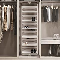 Поворотная обувница ELITIUM с 10-ю полками, ширина 700 мм, высота 1610-1760 мм, шампань/бежевый