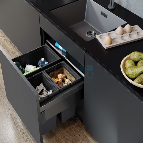 Система сортировки ENVI SPACE PRO 53 л, выдвижной фасад 600 мм, антрацит