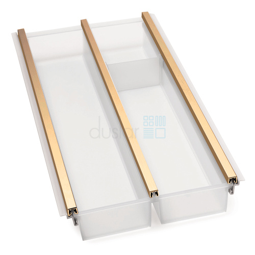 Лоток для столовых приборов Cuisio Pro, на ширину 300 мм, размер - 195-220х473х55 мм, белый/золото