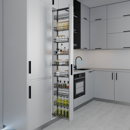 Система TALL WALL с 10 корзинами 129 мм, высота 2100 мм, выдвижной фасад от 200 мм, антрацит