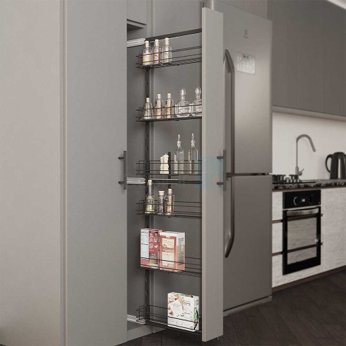 система tall wall с 6 корзинами 129 мм, высота 1520 мм, выдвижной фасад от 200 мм, антрацит Система TALL WALL с 6 корзинами 129 мм, высота 1520 мм, выдвижной фасад от 200 мм, антрацит